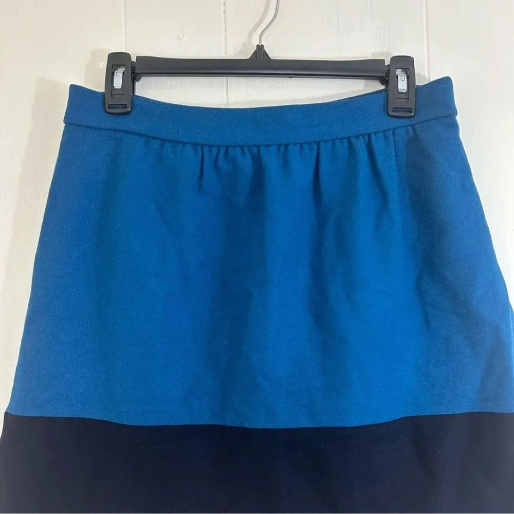 J.CREW Wool Mini Skirt Size 6 Formal Office Aqua Blue Black Wool Mini Skirt